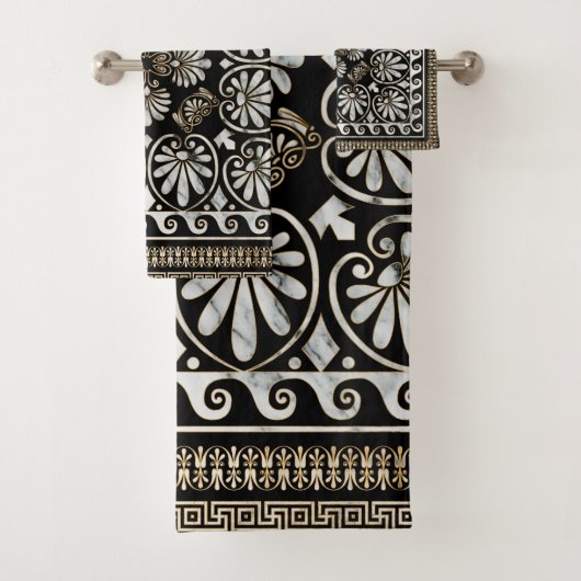 Luxury Greek Ornament Black and White Marble (En situation)