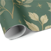 Luxury Green & Champagne Forest Gold Christmas Cadeaupapier (Rol Hoek)