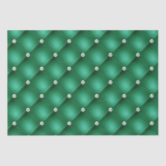 Luxury Green Diamond Tufted Pattern Tissuepapier (Voorkant)