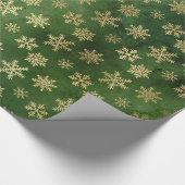 LUXURY GREEN GOLD CHRISTMAS SNOWFLAKE WRAPPING CADEAUPAPIER (Hoek)