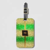 Luxury Green Gold Glitter Bagagelabel (Voorkant (verticaal))