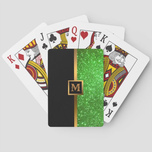 Luxury Green Gold Glitter Pokerkaarten (Achterkant)