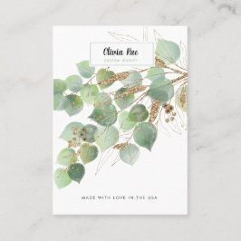 Luxury Greenery Gold Leaf Jewelry Display Kaart Visitekaartje