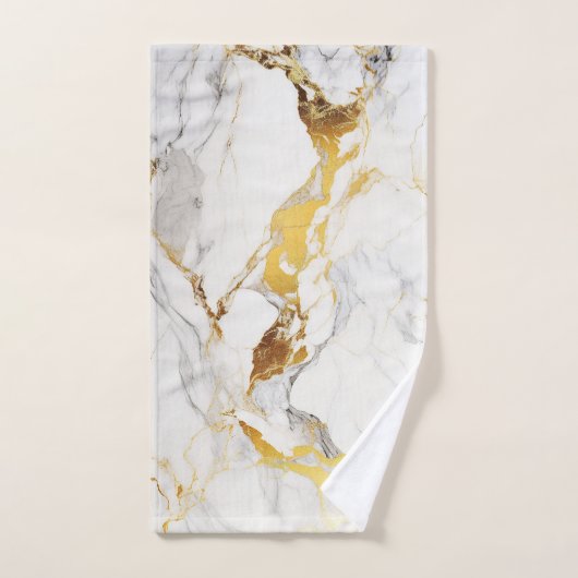 Luxury Grey and Gold Texture Marbre blanc (Serviette à main)