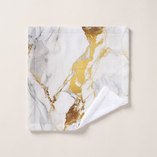 Luxury Grey and Gold Texture Marbre blanc (Gant de toilette)