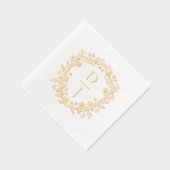 Luxury Hand Drawn Floral Vine Crest Monogram Folie Servetten (Rechts)