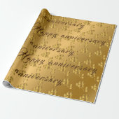 Luxury Happy Gold 50th Jubileum Floral Cadeaupapier (Uitgerold)