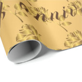 Luxury Happy Gold 50th Jubileum Floral Cadeaupapier (Rol Hoek)
