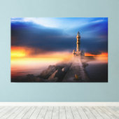 Luxury Hotel Wall Art vuurtoren Sunset Canvas Afdruk (Insitu (Houten vloer))