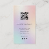 Luxury Iridescent Holographic Floral QR Code Visitekaartje (Achterkant)