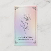 Luxury Iridescent Holographic Floral QR Code Visitekaartje (Voorkant)