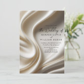 luxury ivory satin wedding kaart (Staand voorkant)