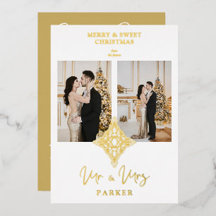 Luxury Lace MR & MRS kerstbruiloft 2 Foto's Folie Uitnodiging