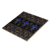 Luxury Lapils Lazuli en Gold Fleur-de-lis-ormense Tegeltje (Zijkant)