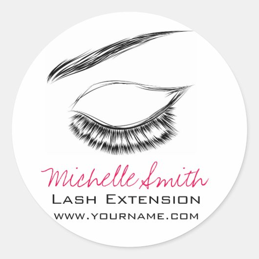 Luxury Lash & Schoonheidssalon Zwarte Wimpers Ronde Sticker (Voorkant)
