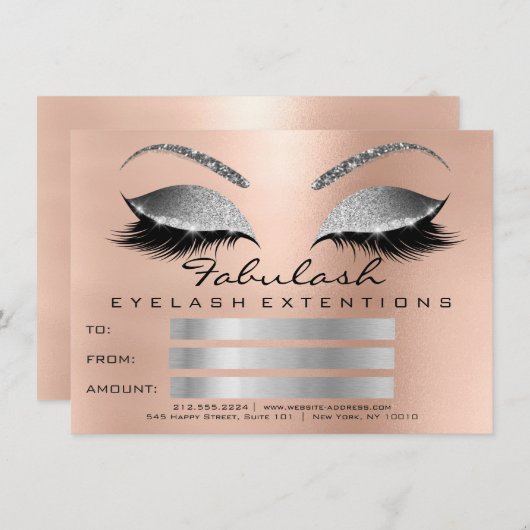 Luxury Lashes roze Silver Makeup Certificate Gift (Voorkant / Achterkant)
