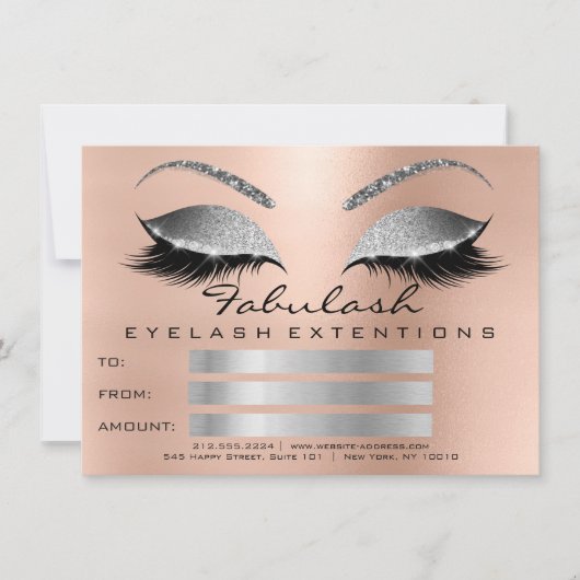 Luxury Lashes roze Silver Makeup Certificate Gift (Voorkant)