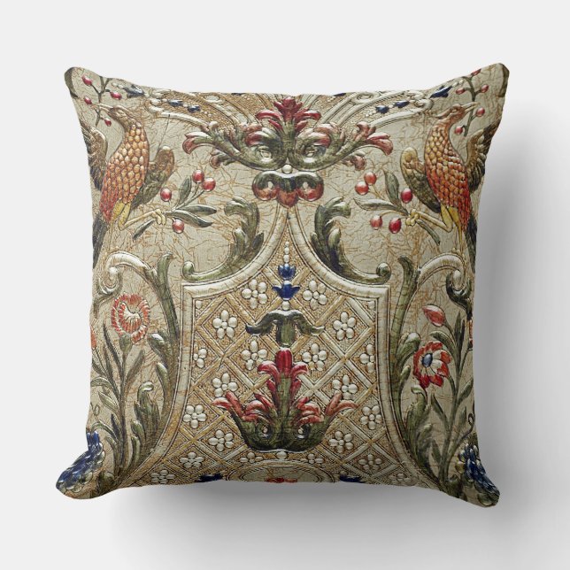 LUXURY LEATHER Silver Pheasant Gilded Cushion Kussen (Voorkant)