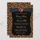 Luxury Leopard Print Ruby Gemstone Wedding Kaart (Voorkant / Achterkant)