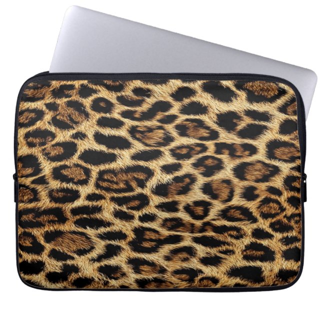 Luxury Leopard Skin Elegant Wild Animal Fur Design Laptop Sleeve (Voorkant)