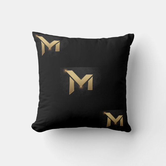 Luxury Letter Black Pillow Kussen (Voorkant)