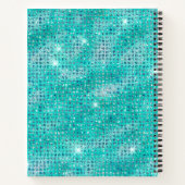 Luxury Light Blue Shimmering Sequins Custom Name Notitieboek (Achterkant)