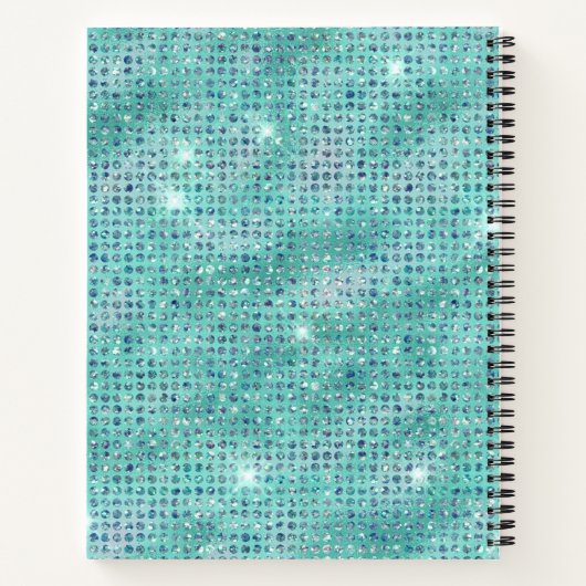 Luxury Light Blue Shimmering Sequins Custom Name Notitieboek (Achterkant)