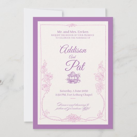 Luxury Light Purple wedding invitation (Devant)