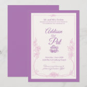 Luxury Light Purple wedding invitation (Devant / Derrière)