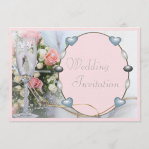 Luxury Linen Bride & Groom, Doves & Glass Floral Kaart