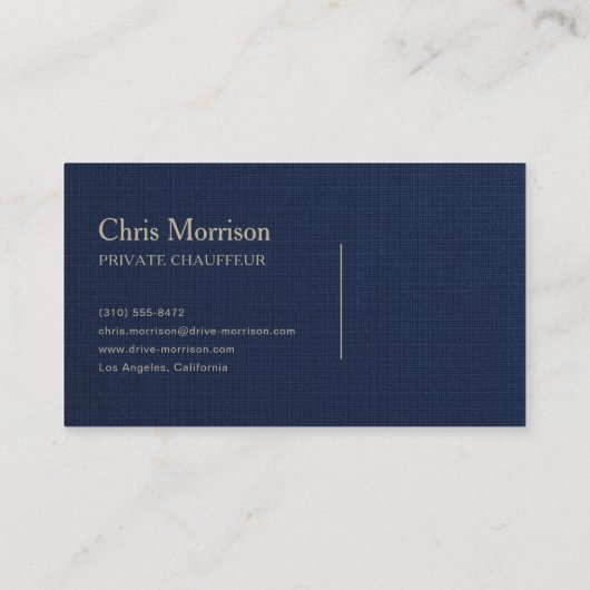 Luxury Linen Executive Transport Navy Blue Visitekaartje (Achterkant)