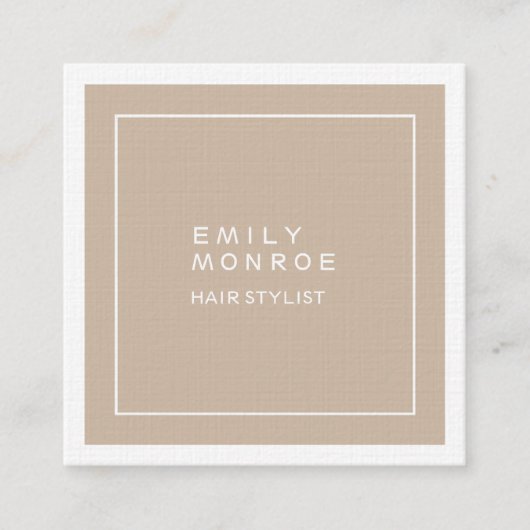 Luxury Linen Plain Modern minimalist Vierkante Visitekaartje (Voorkant)