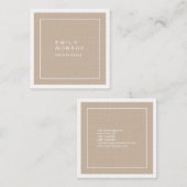Luxury Linen Plain Modern minimalist Vierkante Visitekaartje (Voorkant / Achterkant)