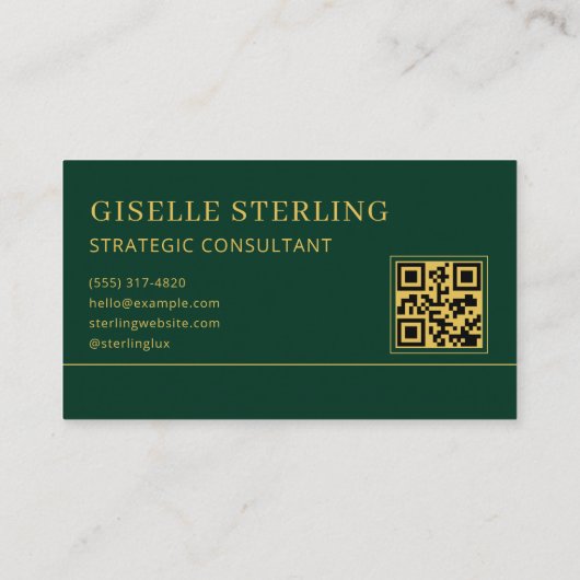 Luxury Logo Green Gold QR Code Visitekaartje (Achterkant)