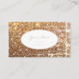 Luxury Luminous Golden Glitter Makeup en Hair Visitekaartje