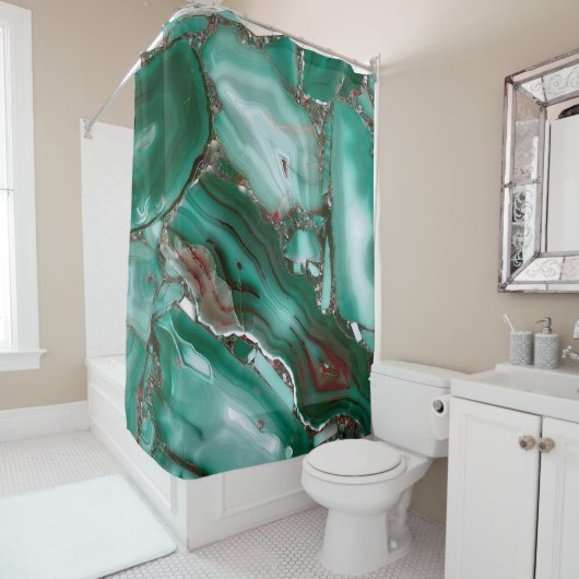 Luxury Malachite Gemstone Agate Marble Douchegordijn (In situ)