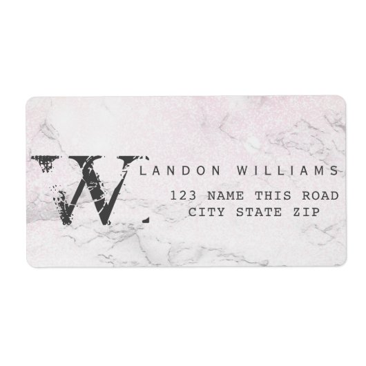 Luxury Marble Glitter monogram Etiket (Voorkant)