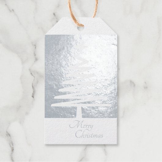 LUXURY MERRY CHRISTMAS CUSTOM XMAS TREE SILVER CADEAULABELS (Voorkant)