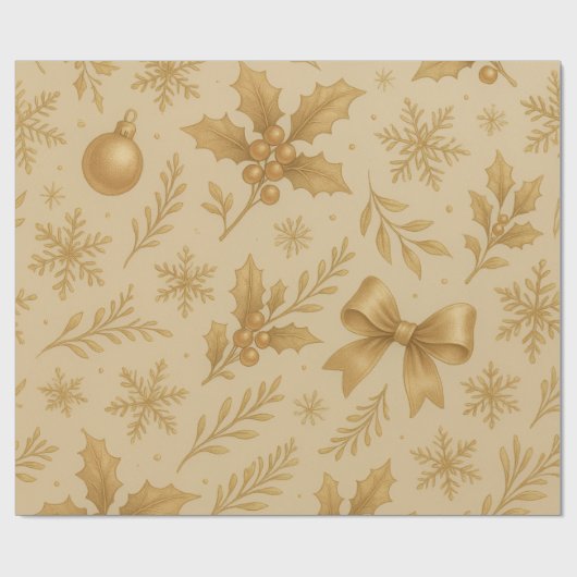 Luxury Metallic Gold Champagne Christmas Cadeaupapier (Vlak)