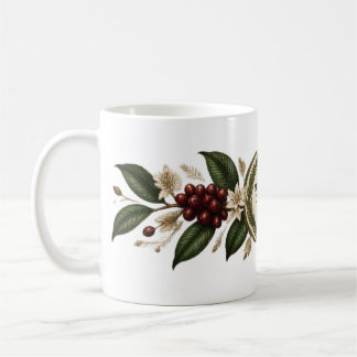 Luxury Midnight Coffee Botanical Mug – Elegant Caf