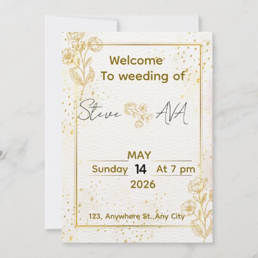 Luxury Minimal Gold Wedding Invitation (Devant)