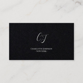 Luxury Minimal Monogram Black Ivory Chic Stylish Visitekaartje