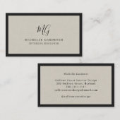 Luxury Minimal Monogram Linen Visitekaartje (Voorkant / Achterkant)
