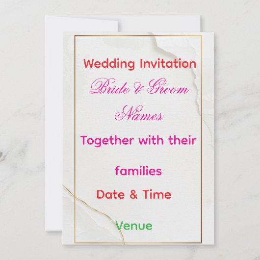 Luxury Minimal Wedding Invitation 7x5 – Editable E (Devant)