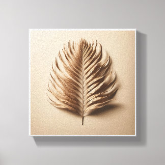 Luxury Minimalist Palm Frond Art - Elegant Beige 3 Canvas Afdruk