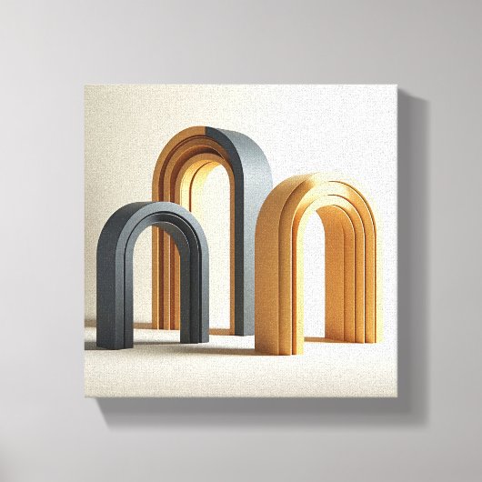 Luxury Modern 3D Arches Art - Minimalist Geometric Canvas Afdruk (Voorkant)
