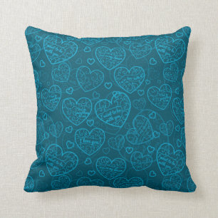 Luxury Modern Elegant Love Blue Heart Kussen