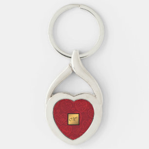Luxury Modern Elegant Love Red Heart Sleutelhanger