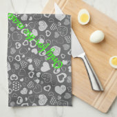 Luxury Modern Elegant Love Silver Heart Theedoek (Quarter Fold)