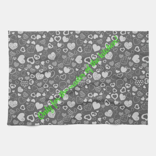 Luxury Modern Elegant Love Silver Heart Theedoek (Horizontaal)